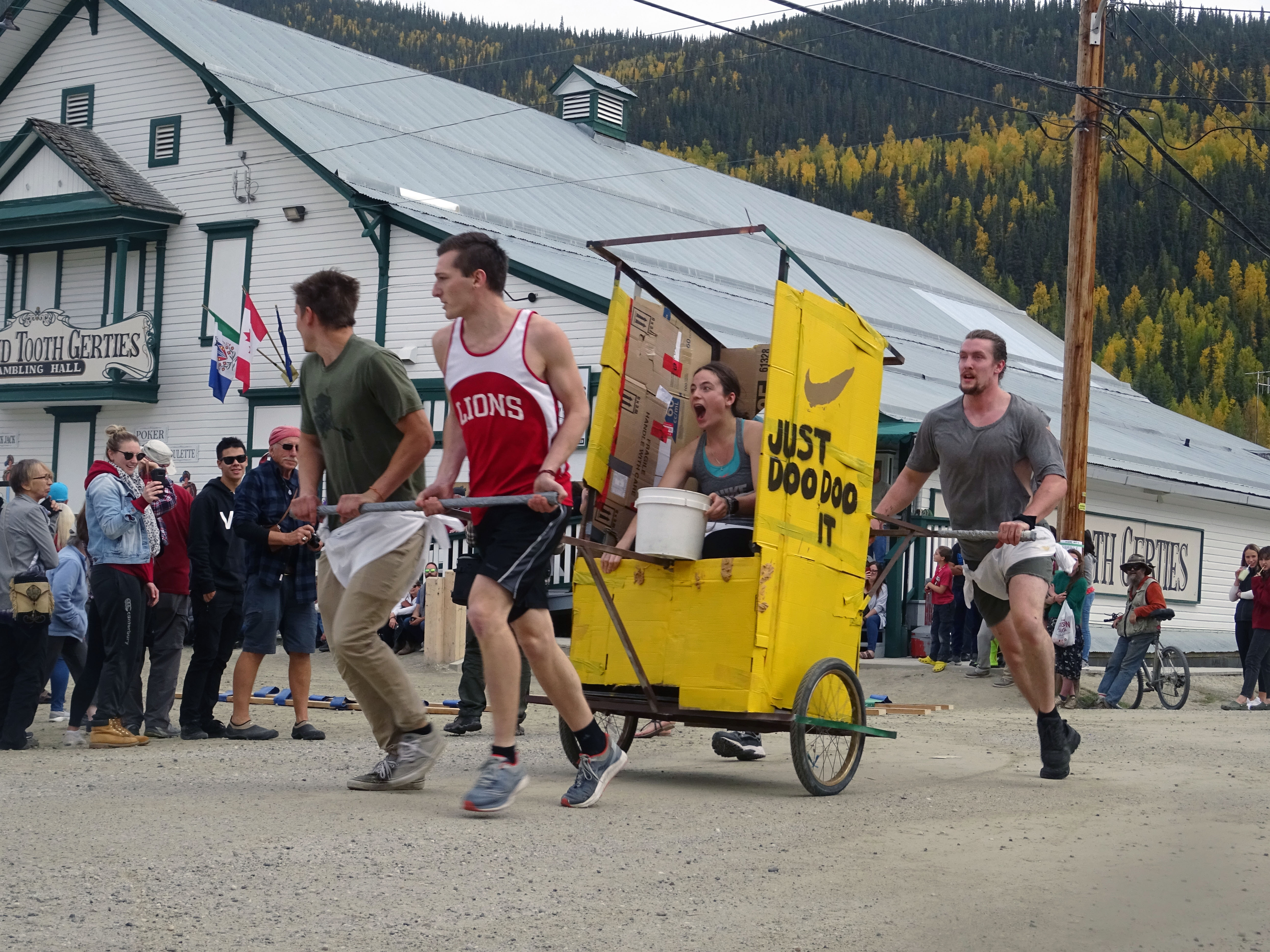 International outhouse race, Dawson city, Yukon, Canada